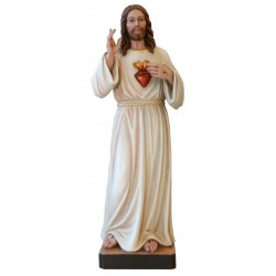 Sacred Heart of Jesus, wood carving, Sacral item - color