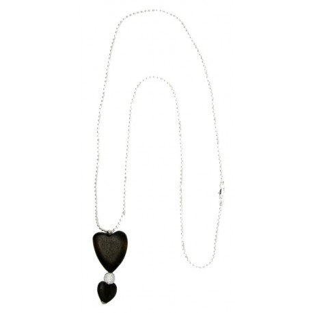 Necklace with heart in walnut and Swarovski