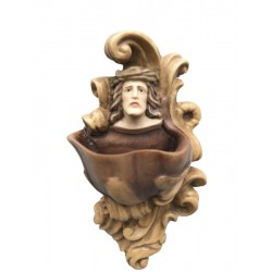 Holy Water Font with Jesus Christ in wood - color