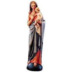 Madonna del Mondo scolpita in legno - colorato a olio