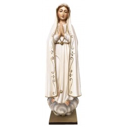 Madonna di Fatima pellegrina scolpita in legno - colorato a olio