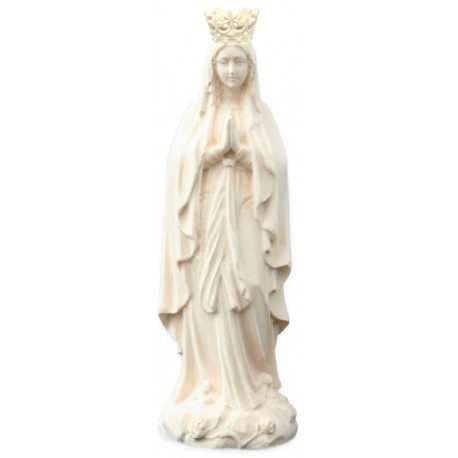 Statua Madonna di Lourdes con Corona di legno - naturale