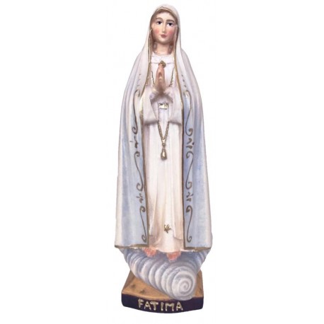 Our Lady of Fatima wooden statue - Blue cloth