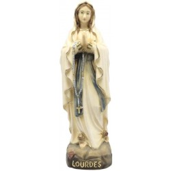 Our Lady of Lourdes wood carved - color