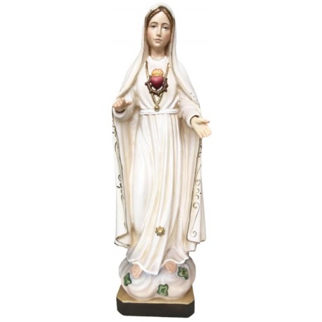 Fatima Sacred Heart of Mary in wood - color