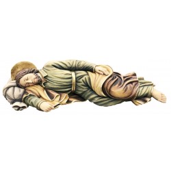San Giuseppe dormiente scultura in legno - colorato a olio