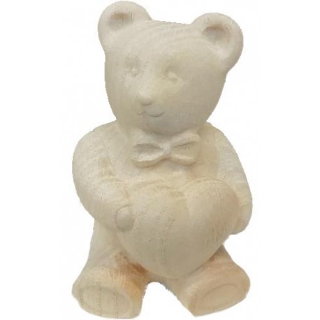 Lucky Teddy Bear in wood in Blue - natural