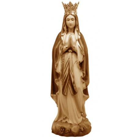 Statua Madonna di Lourdes con Corona di legno - brunito 3 col.