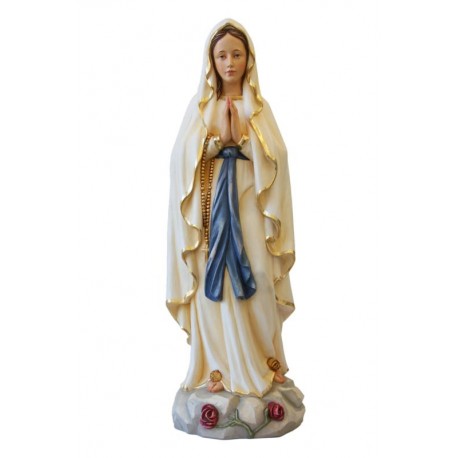 Madonna di Lourdes in resina di fibra di vetro - colorato a olio