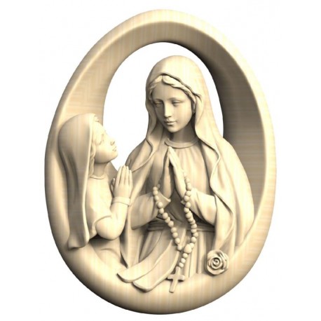 Relief Lourdes Madonna mit Bernadette zum hängen - Natur