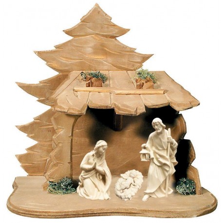 Holy Family with Nativity Stable - natural