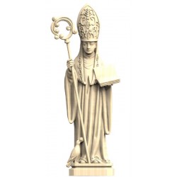 Heiliger Benedikt mit Raben aus Holz - Natur
