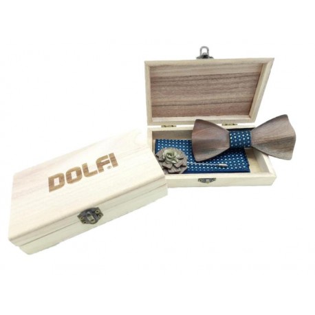 Set Papillon in wood in Blue Bow Ties