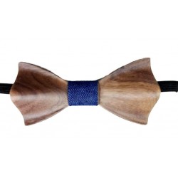 Blue Wooden Mustache Bow Tie