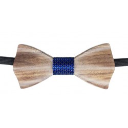Blue and Black Wooden Bow Tie