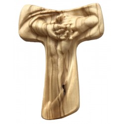 Wood carving Tao Cross of Peace - olive wood