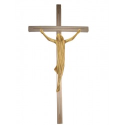 Body of Christ with straight Cross - olive wood