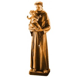 Saint Anthony with Child and lily wood carved - brown shades