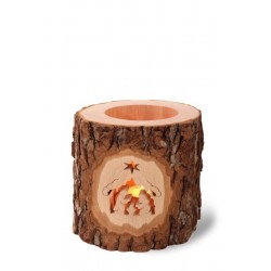 Bougeoir en forme de trompe avec motif sculpté en bois