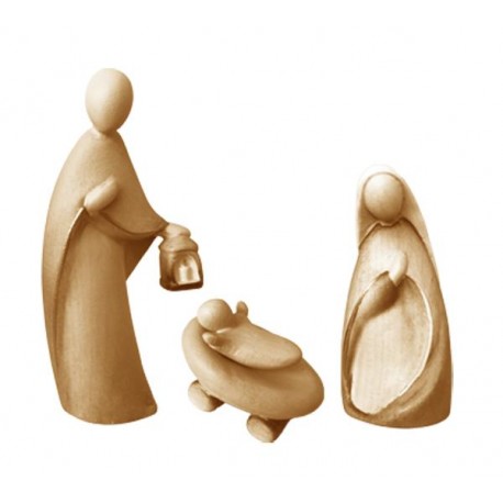 Holy Family without Stable Nativity wood carved - brown shades