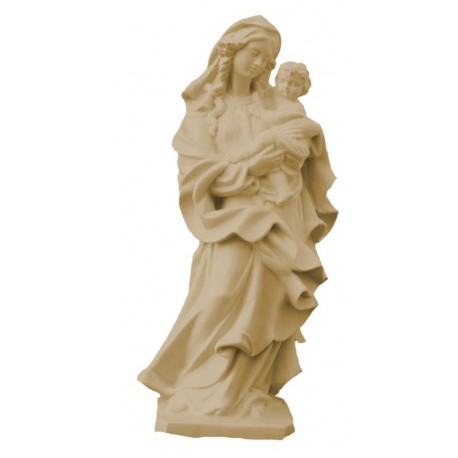 Madonna del Cuore statua in legno - brunito chiaro
