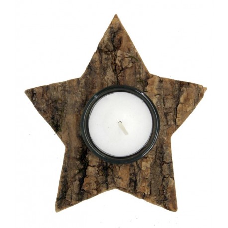 Wooden Star with Tealight