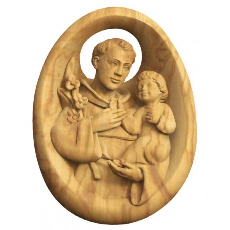 Holz Handschmeichler mit Heiligen Antonius - Olive