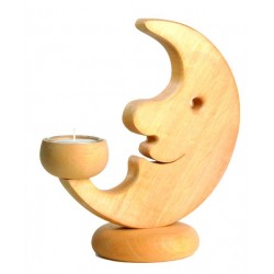 Mond aus Holz als Teelichthalter
