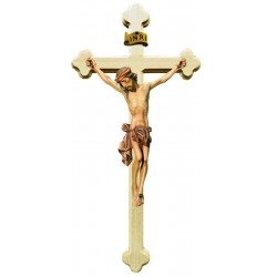 Christuskörper auf traditionellem Kreuz - in Brauntönen lasiert