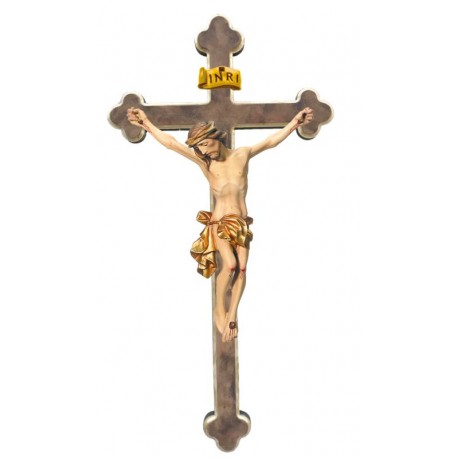 Corpo di Cristo in legno croce barocca - drappo dorato