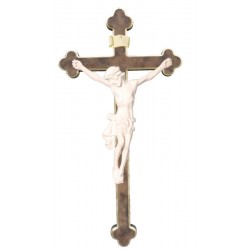 Body of Christ wood on baroque cross - natural