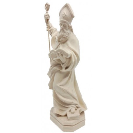Saint Konrad wood carved statue - natural