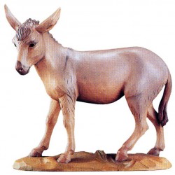 Donkey of the Nativity carved from maple wood - color