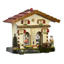 Wooden Weather House with Edelweiss