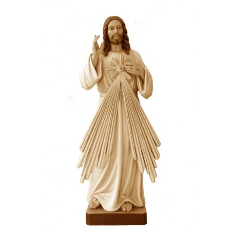 Gesù Misericordioso con raggi di luce in legno - brunito 3 col.