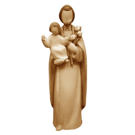 Heiliger Josef mit Jesus Kind, Lilienblume aus Holz - mehrfach gebeizt