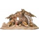 Nativity scene with 12 figures and wooden hut - color