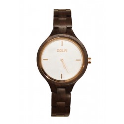 Wooden watch with leather strap Model Nilla