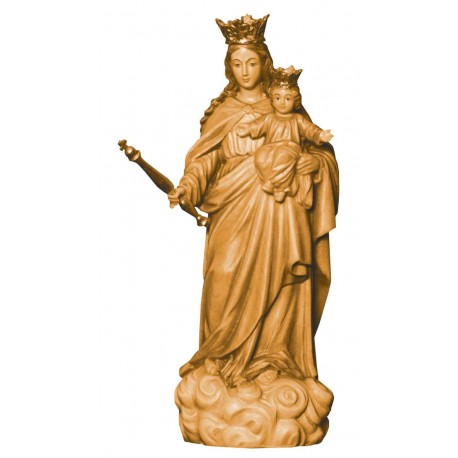 Mary Help of Christians carved in maple wood - stained 3 col.