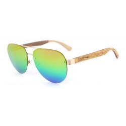 Holz-Sonnenbrille mit Regenbogen-Gläsern