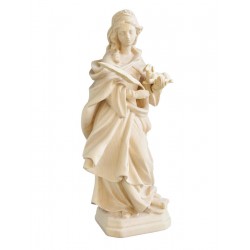 St. Agnes carved in wood with lamb - natural