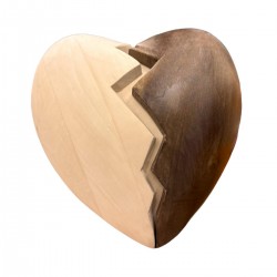 Zweifarbige Herz-Urne aus Holz