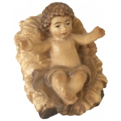 Baby Jesus with Cradle in wood - stained 3 col.