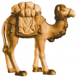 Kamel mit mit Gepäck aus Holz - in Brauntönen lasiert