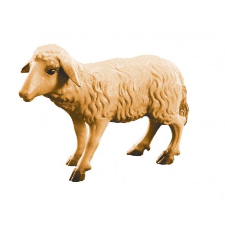 Stehendes Schaf aus Holz - in Brauntönen lasiert