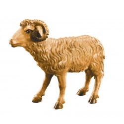 Standing ram made of wood - brown shades