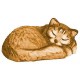 Sleeping Cat carved wood - brown shades