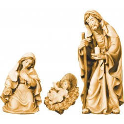 Nativity group Holy Family in wood - brown shades
