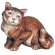 Gattino seduto in legno - colorato a olio