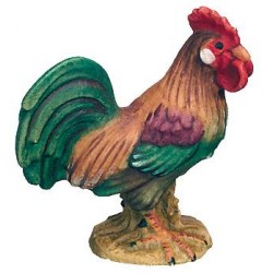 Cock carved in wood - color